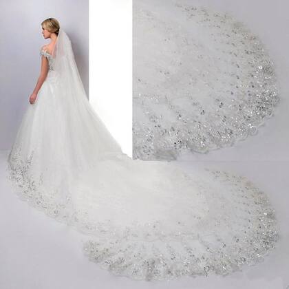 Imagem de Véu De Noiva Longo Casamento Mantilha Vestido Noiva 3 Mt -