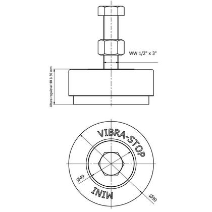 Imagem de Vibra-Stop MINI Antivibratório 500 KG / 2000 KG Rosca 1/2 POL MINI12 Kit 4 Peças VIBRA-STOP