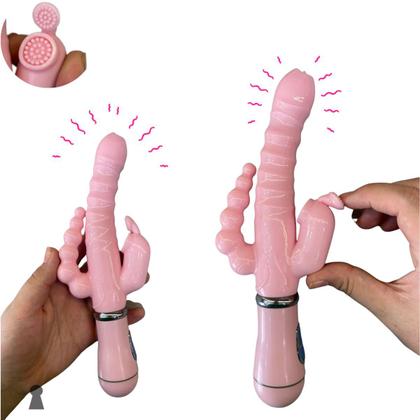 Imagem de Vibrador 3 em 1 Estimulação Triplo Recarregável USB Rabbit Ponto G Clitoris Anal