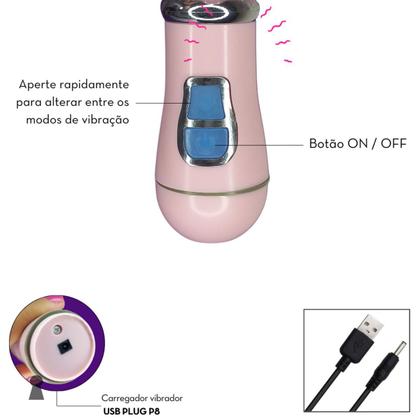 Imagem de Vibrador 3 em 1 Estimulação Triplo Recarregável USB Rabbit Ponto G Clitoris Anal