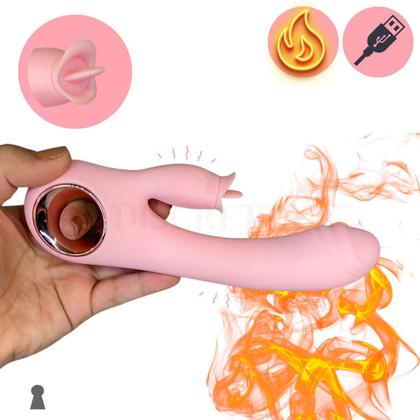 Imagem de Vibrador Alça Luxo Linguinha e Aquecimento Rabbit Ponto G