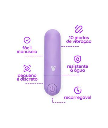 Imagem de Vibrador Bullet Recarregável Dona Coelha Triquelique 10 Vibrações