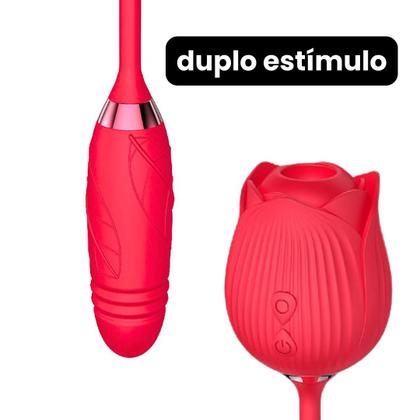 Imagem de Vibrador Duplo Vai e Vem Sugador Clitoriano Rosa Pulsação Recarregável Estimulador Clitóris Feminino SexShop