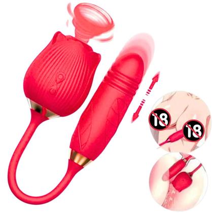 Imagem de Vibrador Duplo Vai e Vem Sugador Clitoriano Rosa Pulsação Recarregável Estimulador Clitóris Feminino SexShop