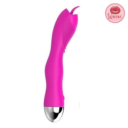 Imagem de Vibrador estimulador ponto G com língua mágica na ponta e textura massageadora 16cm com 12 frequências de sexo oral toqu