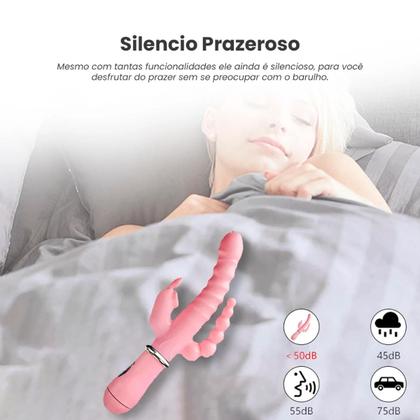 Imagem de Vibrador Feminino 3 em 1 Vibrador Triplo Recarregável 12 Modos de Vibração Sex Shop