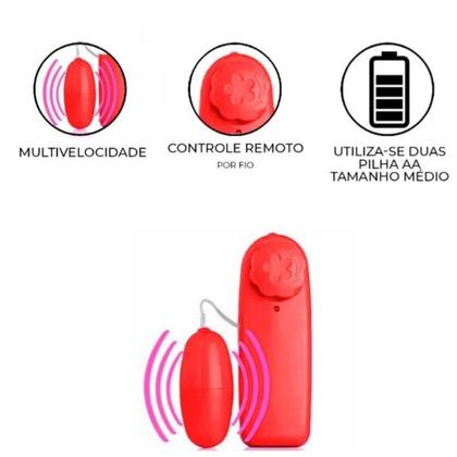 Imagem de Vibrador Feminino Bullet com Cápsula Estimulador Clitóris Controle Remoto com Fio