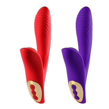 Imagem de Vibrador Feminino Duplo Estimulador Clitóris Com Dedilhar Recarregável 10 Velocidades