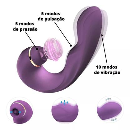 Imagem de Vibrador Sugador Sucção Clitoris Estimulador Ponto G Clitoriano Vibração 2 Em 1 Feminino 10 Velocidades Recarregavel Masturbador Feminino