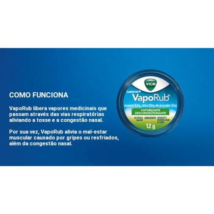 Imagem de Vick Vaporub Vaporizante Descongestionante 12g Vick Pyrena Inalador Unguento