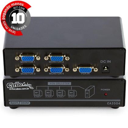 Imagem de Vídeo Splitter 1X4 - Distribuidor De Sinal Vga - Kit Com 10