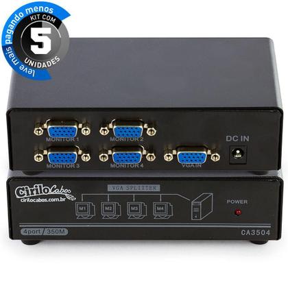 Imagem de Vídeo Splitter 1X4 - Distribuidor De Sinal Vga - Kit Com 5