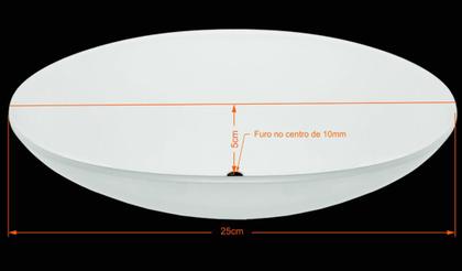 Imagem de Vidro Curvo Tipo Bacia 25cm P/ Plafons C/ Furo Central 10mm