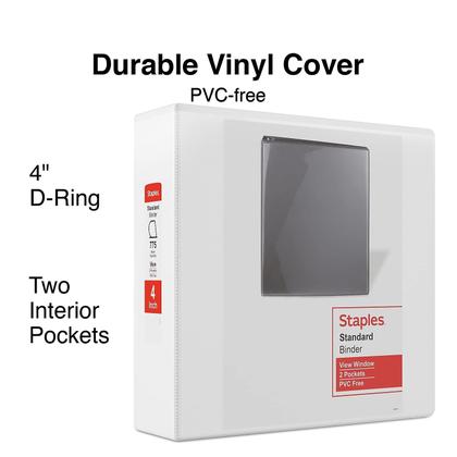 Imagem de View Binder Staples 976178 Standard 4 polegadas D 3 anéis brancos