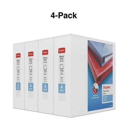 Imagem de View Binder Staples Heavy-Duty 4 polegadas e 3 anéis brancos 4/caixa