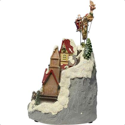 Imagem de Vila Natal em Miniatura Musical Iluminada Super Luxo Com Papai Noel e Renas que Voam Decoração de Natal Cidade com Neve