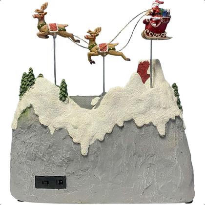Imagem de Vila Natal em Miniatura Musical Iluminada Super Luxo Com Papai Noel e Renas que Voam Decoração de Natal Cidade com Neve