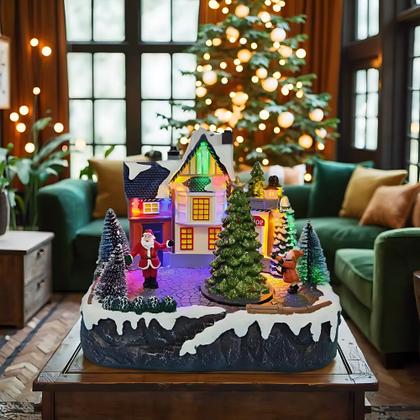 Imagem de Vila Natalina com Cenário e Iluminação Decoração Natalina com Arvore Nenada