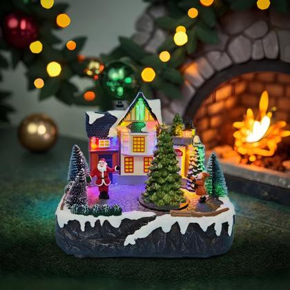 Imagem de Vila Natalina com Cenário e Iluminação Decoração Natalina com Arvore Nenada