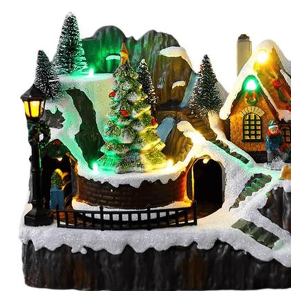 Imagem de Vila Natalina Musical Mini Cenário Natal Com Luz Trem Em Movimento Decoração Luxo