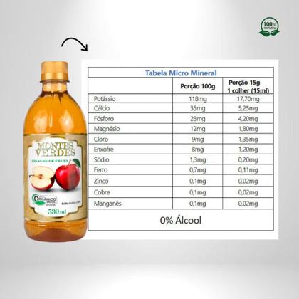 Imagem de Vinagre De Fruta Maçã Orgânico 5% Acidez - 530ml - Montes Verdes