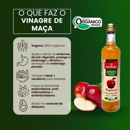 Imagem de Vinagre De Maça 100% Orgânico Acidez 4,2% 500ml - 4 Estações