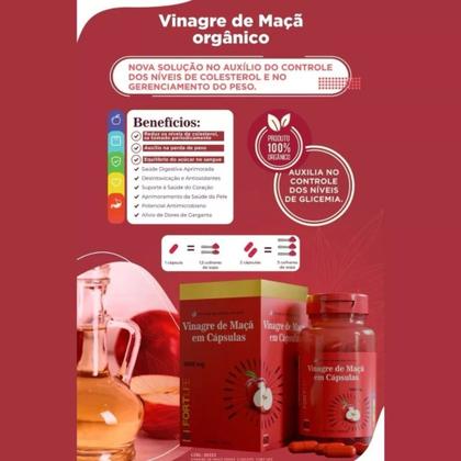Imagem de Vinagredemaça Em Cápsulas 1000mg Fortlife 100% Orgânico