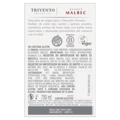 Imagem de Vinho Argentino Trivento Reserve Malbec Tinto 750ml