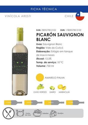 Imagem de Vinho Branco Chileno Picarón Sauvignon Blanc 750ml