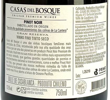 Imagem de Vinho Casas Del Bosque Gran Reserva Pinot Noir  Kit Com 3 Garrafas  Oferta