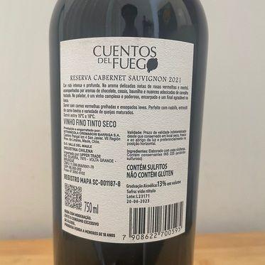 Imagem de Vinho Chile Fino Tinto Seco Cuentos del Fuego Res. Cab.Sauvign750ml
