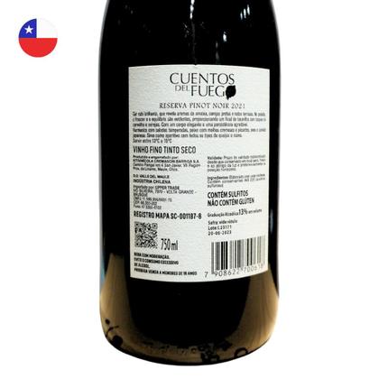 Imagem de Vinho Chileno Tinto Seco Uva Pinot Noir Reserva Cuentos Del Fuego 750ml