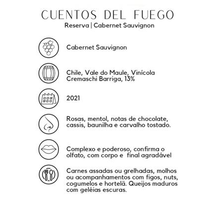 Imagem de Vinho cuentos del fuego cabernet sauvignon reserva 2021 chile