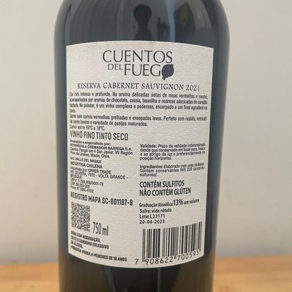 Imagem de Vinho cuentos del fuego cabernet sauvignon reserva 2021 chile