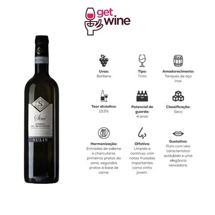 Imagem de Vinho Seco Tinto Sulin Siné Barbera del Monferrato 750 ml