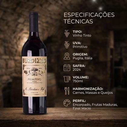 Imagem de Vinho Tinto Burdizzo Primitivo Puglia 750ml Italiano Frutas Vermelhas Especiarias