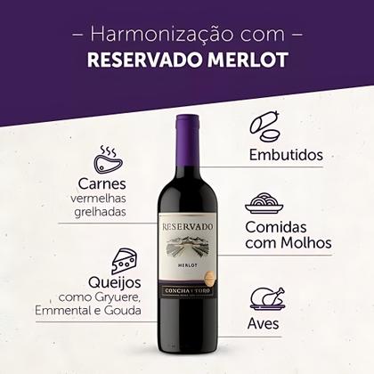 Imagem de Vinho Tinto Chileno Merlot 750ml Reservado Concha Y Toro