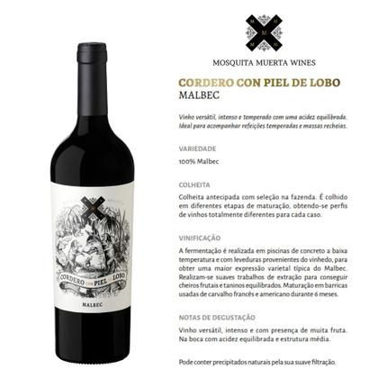 Imagem de Vinho Tinto Cordero Malbec Con Piel de Lobo Mosquita Muerta 750ml