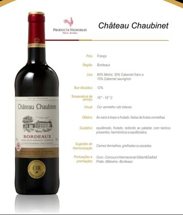 Imagem de Vinho Tinto Francês Château Chaubinet AOC Bordeaux Seco 750ml