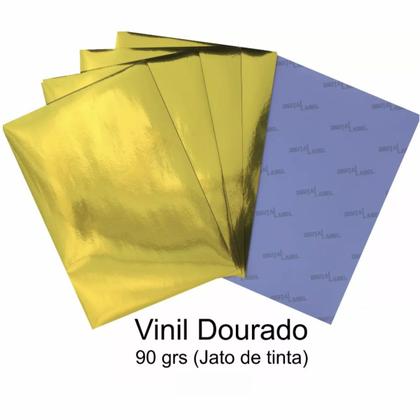 Imagem de Vinil Adesivo Dourado A4 90g Sintético Cassmar 50 Folhas