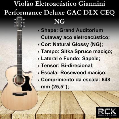 Imagem de Violão Eletroacústico Giannini Performance Deluxe GAC DLX CEQ NG