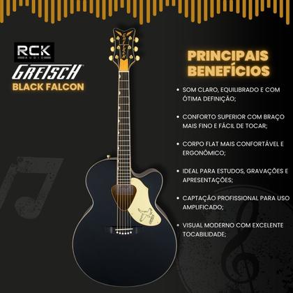 Imagem de Violão Eletroacústico Gretsch G5022CBFE Jumbo Black Falcon