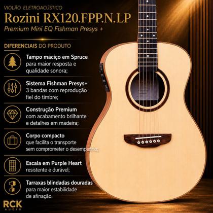 Imagem de Violão Eletroacústico Rozini RX120.FPP.N.LP Premium Mini EQ Fishman Presys +