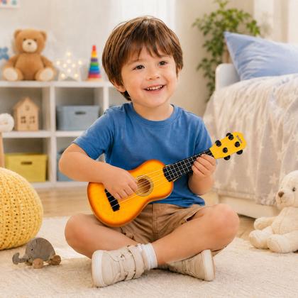 Imagem de Violãozinho Infantil De Brinquedo 38cm 4 Cordas Ótimo Som