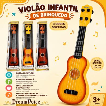 Imagem de Violãozinho Infantil De Brinquedo 38cm 4 Cordas Ótimo Som
