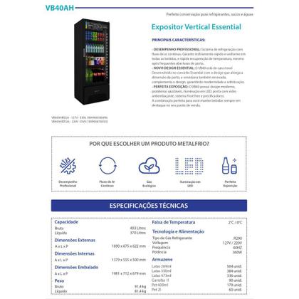 Imagem de Visa Cooler Refrigerador Expositor de Bebidas Vertical 2 a 8ºc 370/403L Vb40ah 220v All Black Metalfrio