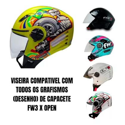 Imagem de Viseira Capacete Aberto Moto compatíveis com Fw3 X Open Agv Blade e ASX Cristal- RS4