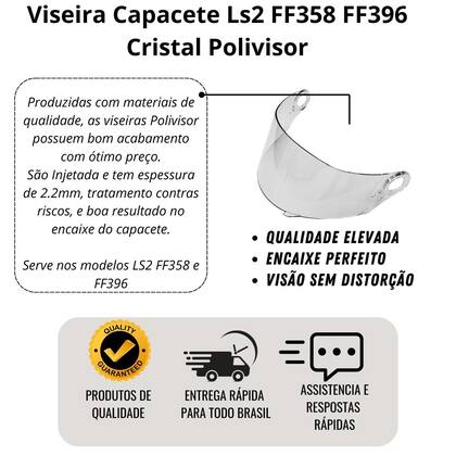 Imagem de Viseira Capacete LS2 FF358 Cristal Padrão Original