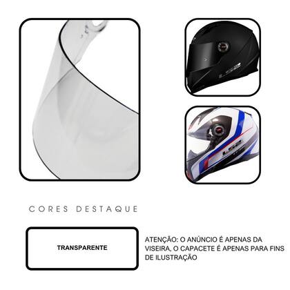 Imagem de Viseira Capacete LS2 FF358 Cristal Padrão Original