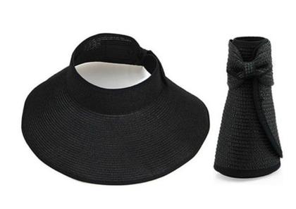 Imagem de Viseira Enrolada Lisa Palha Verão Moda Praia Piscina Clube Proteção Solar